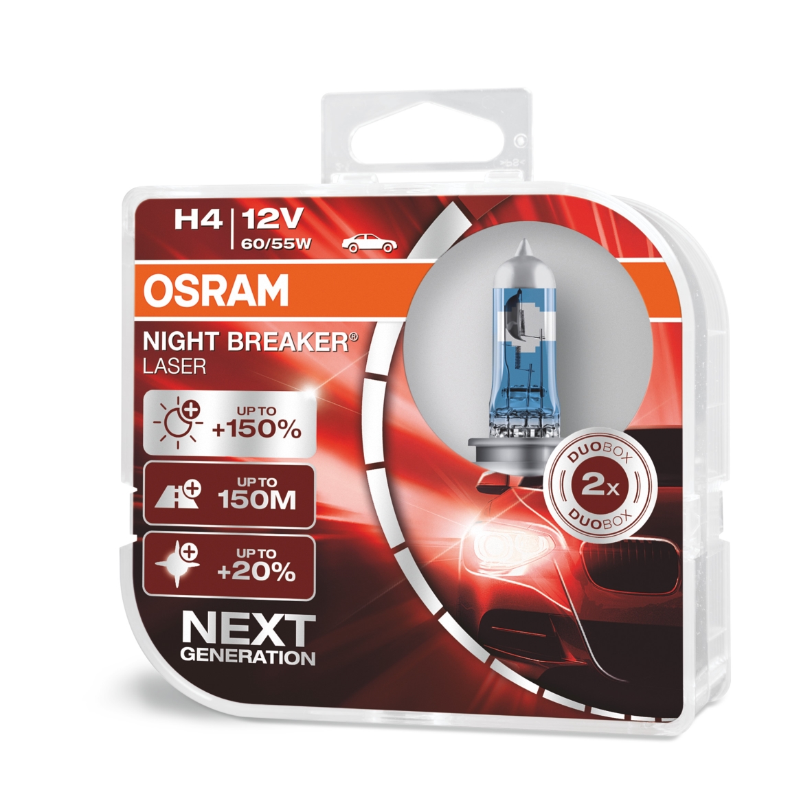 NEXT GENERATION OSRAM NIGHT BREAKER LASER +150% H1 H3 H4 H7 H8 H11 HB3 HB4
