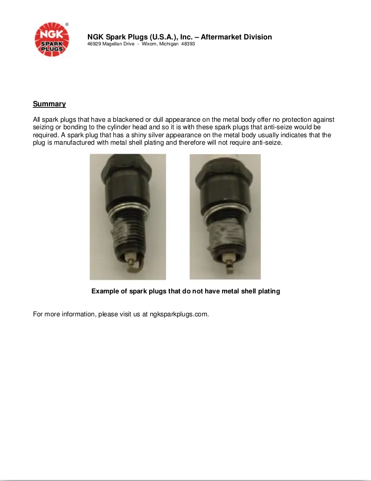 Anti seize sales on spark plugs